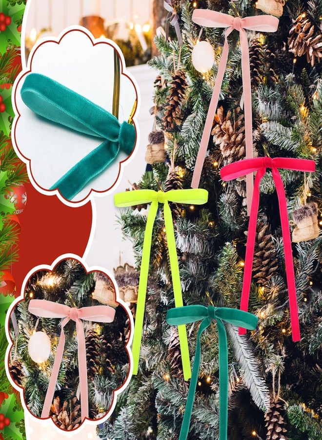 Knitgrip 36 Pcs Colorful Velvet Bows for Christmas Tree Vintage Christmas Bows Ornaments Wreath Decor Premade Velvet Ornaments for Xmas Tree Wreaths Gift Home Decor - Image 5